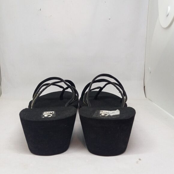 Teva Size 11 Mush Mandalyn Ola 2 Wedge Sandal-Strappy Thong-Gold/Black-Comfort - Picture 5 of 8